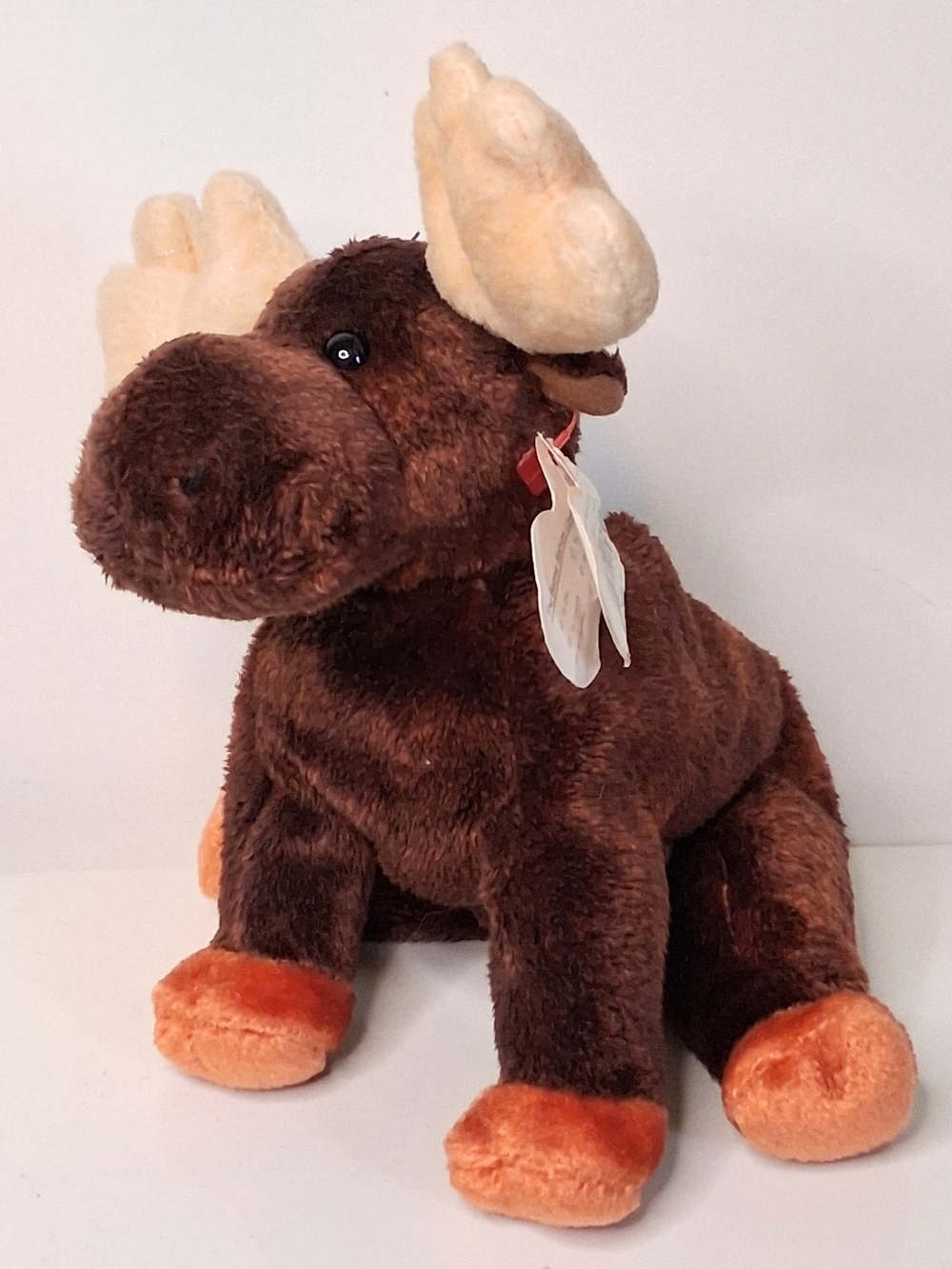 Ty Brown Moose Plush with Cream Antlers and Orange Hooves